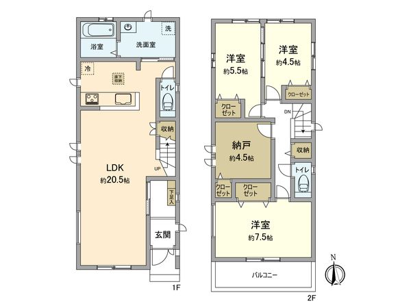 青梅市新町1丁目3期新築戸建 A号棟 間取図(平面図) 青梅市新町1丁目3期新築戸建 A号棟 間取図(平面図)