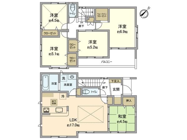 羽村市緑ヶ丘4丁目 新築戸建 1号棟 間取図(平面図)