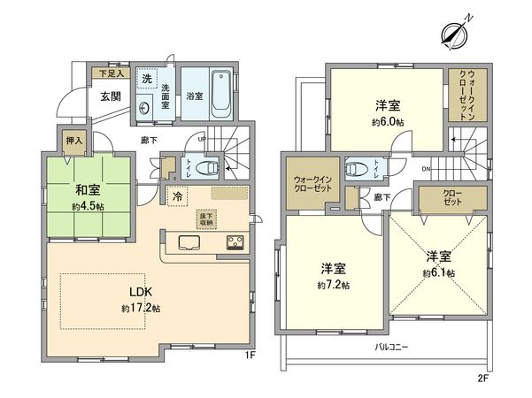 羽村市緑ヶ丘4丁目 新築戸建 7号棟 間取図(平面図)
