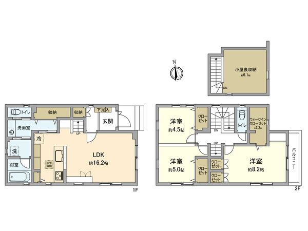 立川市西砂町1丁目2期 新築戸建 2号棟 間取図(平面図)