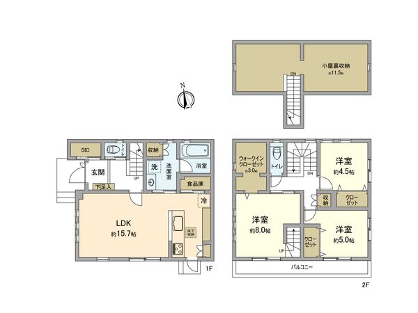 立川市西砂町1丁目2期 新築戸建 13号棟 間取図(平面図)