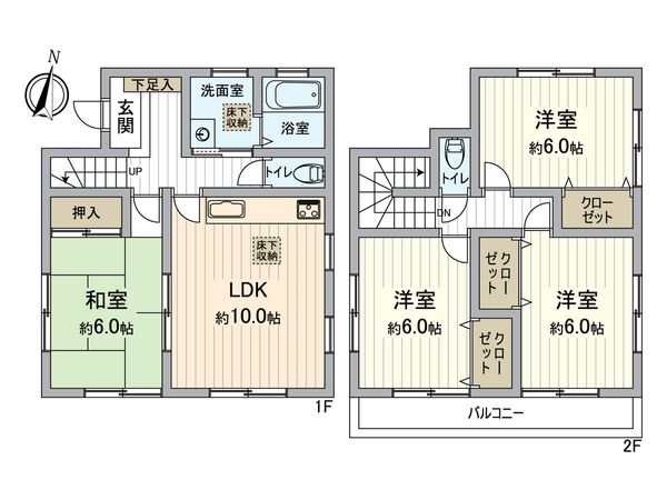昭島市美堀町2丁目 戸建 間取図(平面図)