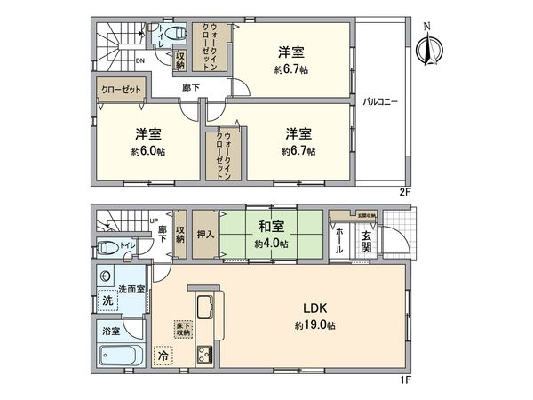 昭島市昭和町3丁目 新築戸建 1号棟 間取図(平面図) 昭島市昭和町3丁目 新築戸建 1号棟 間取図(平面図)