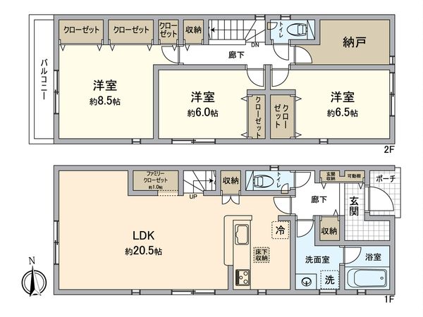 昭島市昭和町3丁目 新築戸建 2号棟 間取図(平面図) 昭島市昭和町3丁目 新築戸建 2号棟 間取図(平面図)