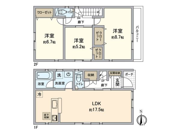 昭島市昭和町3丁目 新築戸建 3号棟 間取図(平面図) 昭島市昭和町3丁目 新築戸建 3号棟 間取図(平面図)
