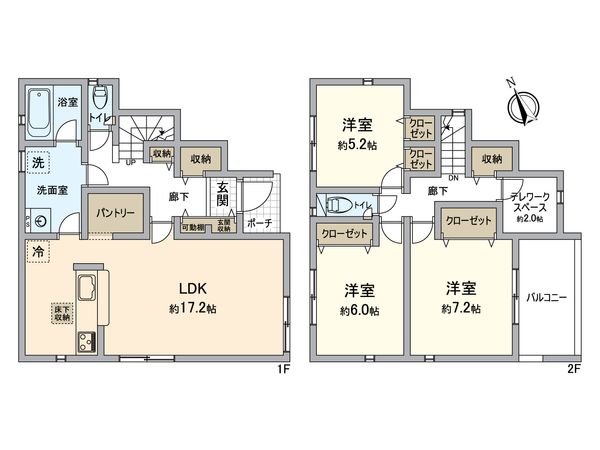 昭島市昭和町4丁目 新築戸建 1号棟 間取図(平面図) 昭島市昭和町4丁目 新築戸建 1号棟 間取図(平面図)