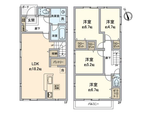 昭島市昭和町4丁目 新築戸建 5号棟 間取図(平面図) 昭島市昭和町4丁目 新築戸建 5号棟 間取図(平面図)