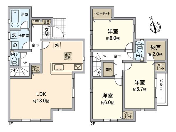 昭島市昭和町4丁目 新築戸建 6号棟 間取図(平面図) 昭島市昭和町4丁目 新築戸建 6号棟 間取図(平面図)