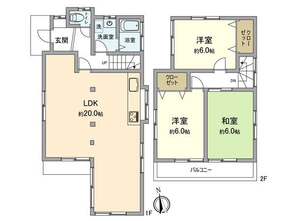 昭島市美堀町2丁目 戸建 間取図(平面図) 昭島市美堀町2丁目 戸建 間取図(平面図)