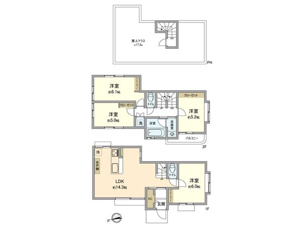昭島市拝島町4丁目 レーヴ立川 C号棟 間取図(平面図) 昭島市拝島町4丁目 レーヴ立川 C号棟 間取図(平面図)