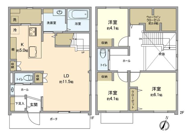 福生市大字福生 新築戸建 2号棟 間取図(平面図)