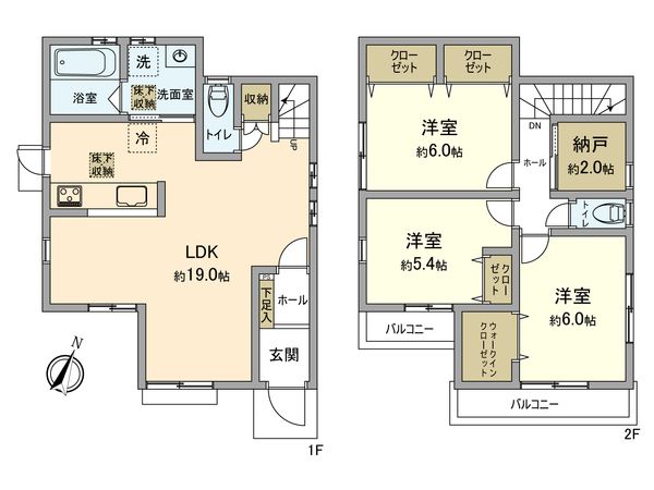 昭島市中神町1丁目 戸建 間取図(平面図) 昭島市中神町1丁目 戸建 間取図(平面図)