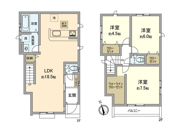 昭島市宮沢町2丁目7期 新築戸建3号棟 間取図(平面図) 昭島市宮沢町2丁目7期 新築戸建3号棟 間取図(平面図)