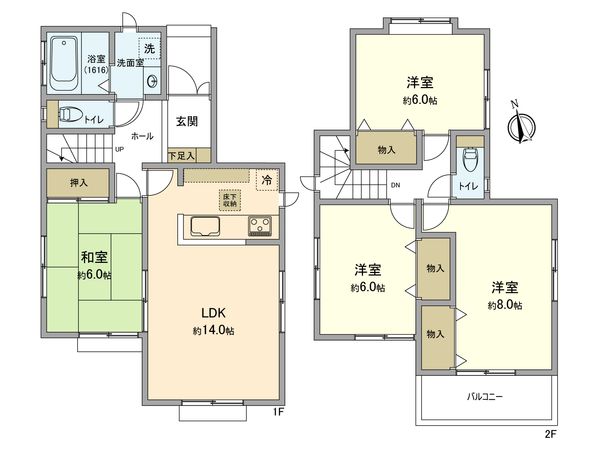 昭島市拝島町4丁目 戸建 間取図(平面図) 昭島市拝島町4丁目 戸建 間取図(平面図)