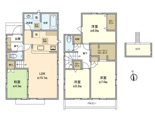 昭島市宮沢町2丁目 新築戸建 2号棟 間取図(平面図) 昭島市宮沢町2丁目 新築戸建 2号棟 間取図(平面図)