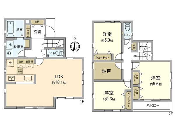 昭島市中神町2丁目18期 新築戸建 1号棟 間取図(平面図)