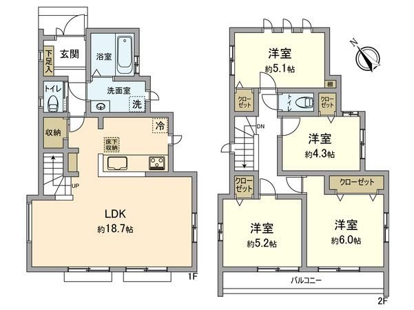 昭島市中神町2丁目 新築戸建B号棟 間取図(平面図) 昭島市中神町2丁目 新築戸建B号棟 間取図(平面図)