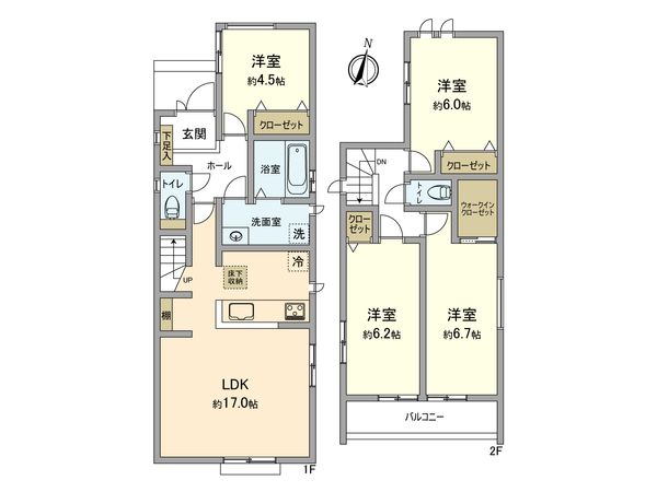 昭島市中神町2丁目 新築戸建C号棟 間取図(平面図) 昭島市中神町2丁目 新築戸建C号棟 間取図(平面図)
