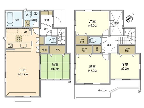 昭島市田中町1丁目 新築戸建 5号棟 間取図(平面図) 昭島市田中町1丁目 新築戸建 5号棟 間取図(平面図)