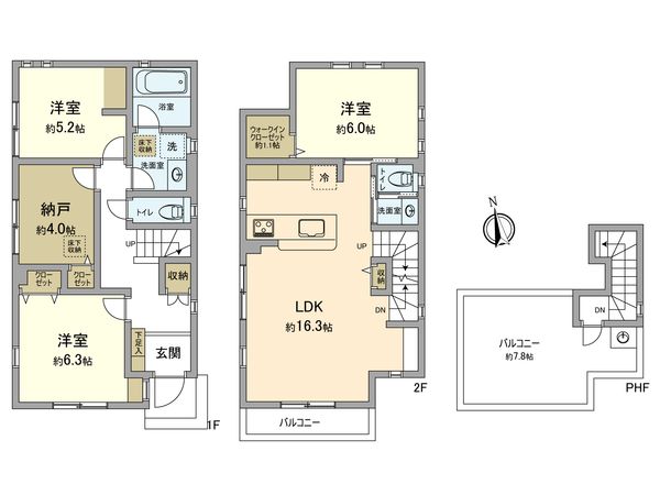 西武立川2期 新築戸建 7号棟 間取図(平面図) 西武立川2期 新築戸建 7号棟 間取図(平面図)