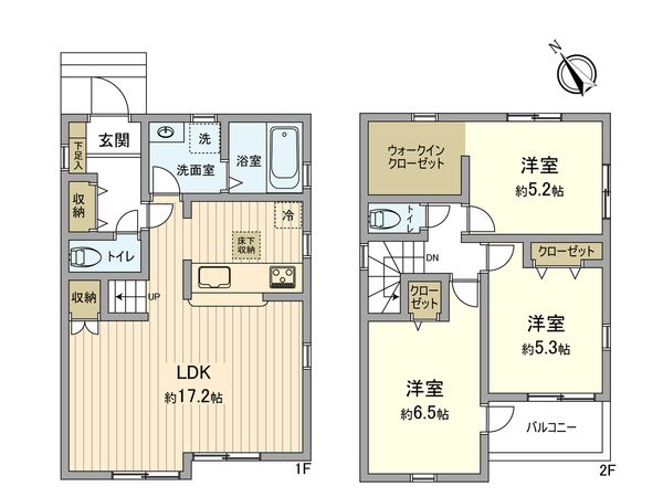 昭島市中神町 新築戸建 間取図(平面図) 昭島市中神町 新築戸建 間取図(平面図)
