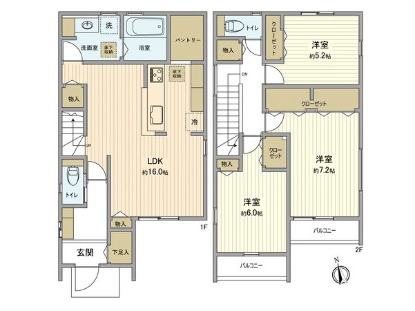 昭島市上川原町1丁目 65期新築戸建 1号棟 間取図(平面図) 昭島市上川原町1丁目 65期新築戸建 1号棟 間取図(平面図)