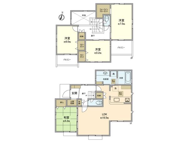 福生市南田園2丁目 新築戸建 3号棟 間取図(平面図) 福生市南田園2丁目 新築戸建 3号棟 間取図(平面図)
