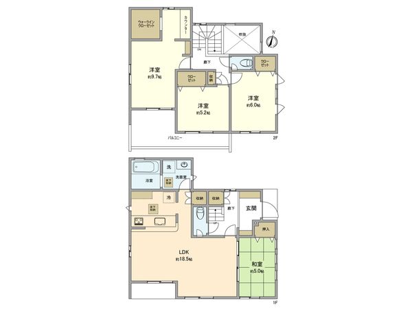 福生市南田園2丁目 新築戸建 4号棟 間取図(平面図) 福生市南田園2丁目 新築戸建 4号棟 間取図(平面図)