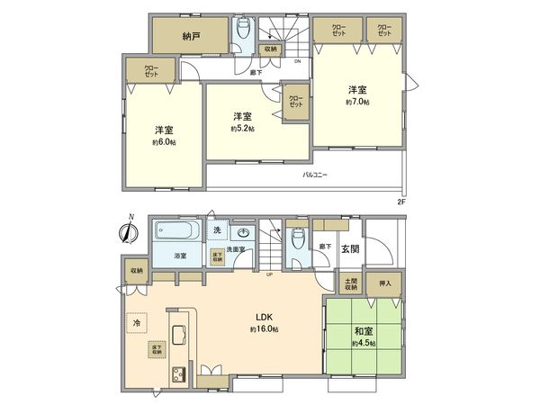 福生市南田園2丁目 新築戸建 6号棟 間取図(平面図) 福生市南田園2丁目 新築戸建 6号棟 間取図(平面図)