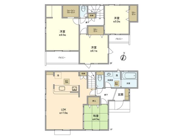福生市南田園2丁目 新築戸建 7号棟 間取図(平面図) 福生市南田園2丁目 新築戸建 7号棟 間取図(平面図)
