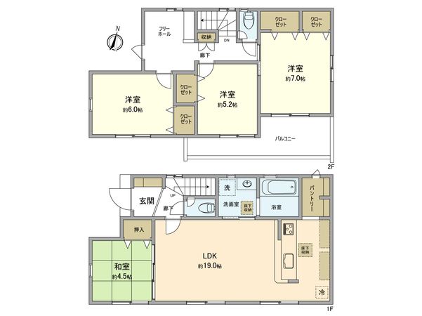 福生市南田園2丁目 新築戸建 9号棟 間取図(平面図) 福生市南田園2丁目 新築戸建 9号棟 間取図(平面図)