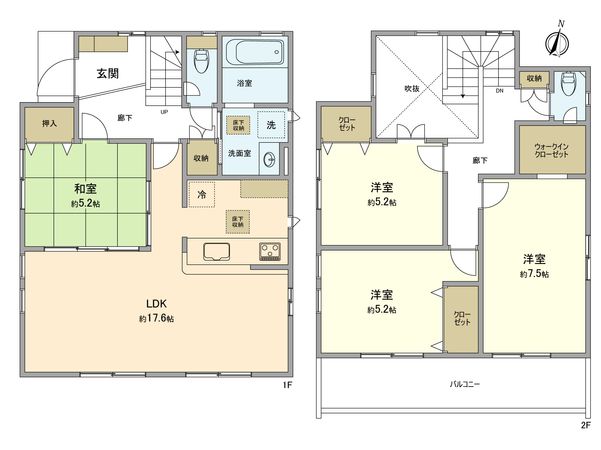 福生市南田園2丁目 新築戸建 10号棟 間取図(平面図) 福生市南田園2丁目 新築戸建 10号棟 間取図(平面図)