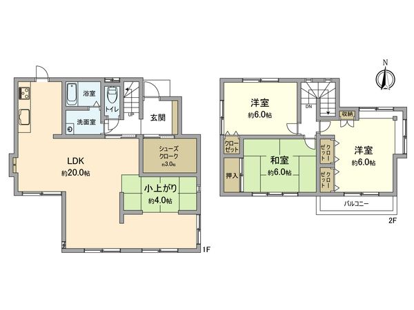 福生市南田園2丁目 戸建 間取図(平面図) 間取図(平面図)