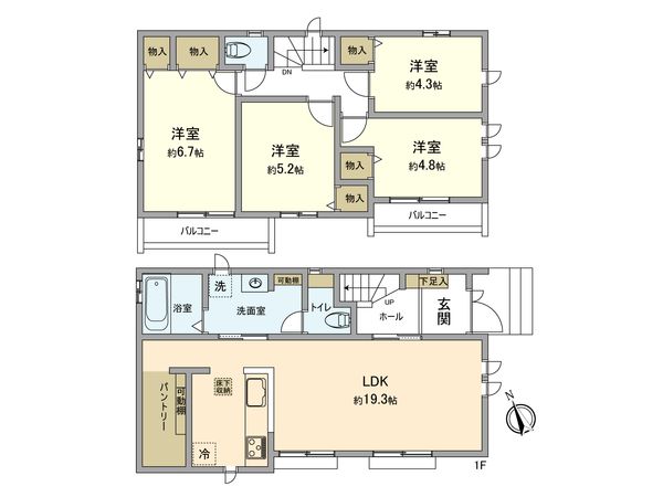 昭島市田中町3丁目 新築戸建F号棟 間取図(平面図) 昭島市田中町3丁目 新築戸建F号棟 間取図(平面図)