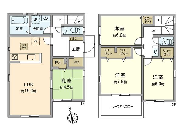 青梅市長淵4丁目 23-1期新築戸建5号棟 間取図(平面図) 青梅市長淵4丁目 23-1期新築戸建5号棟 間取図(平面図)