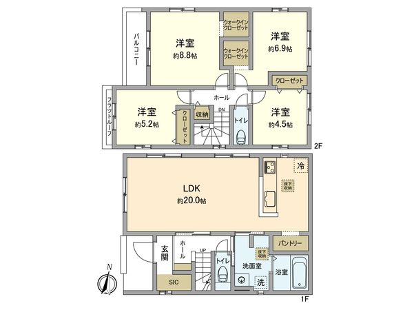 青梅市新町7丁目6期 新築戸建1号棟 間取図(平面図) 青梅市新町7丁目6期 新築戸建1号棟 間取図(平面図)