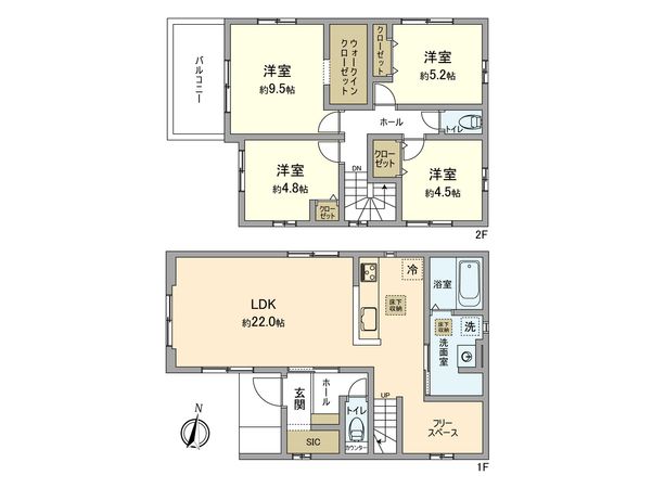 青梅市新町7丁目6期 新築戸建3号棟 間取図(平面図) 青梅市新町7丁目6期 新築戸建3号棟 間取図(平面図)