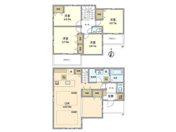 松原町1期 新築戸建 1号棟 間取図(平面図) 松原町1期 新築戸建 1号棟 間取図(平面図)