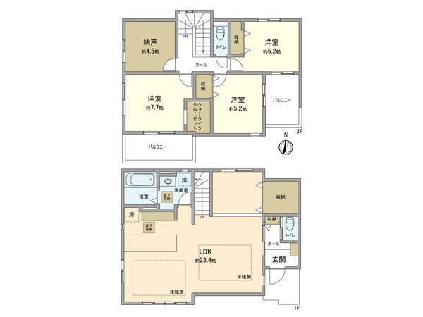松原町1期 新築戸建 2号棟 間取図(平面図) 松原町1期 新築戸建 2号棟 間取図(平面図)