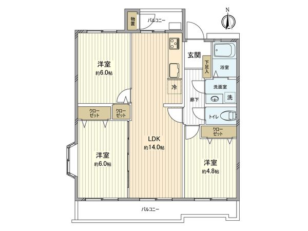 玉川町五丁目住宅 1号棟 間取図(平面図) 玉川町五丁目住宅 1号棟 間取図(平面図)