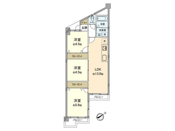 羽村栄町共同住宅 間取図(平面図) 間取図(平面図)