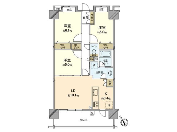日神パレステージ小作 間取図(平面図) 間取図(平面図)