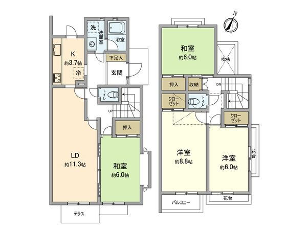グリーンタウン昭島 32号棟 間取図(平面図) グリーンタウン昭島 32号棟 間取図(平面図)
