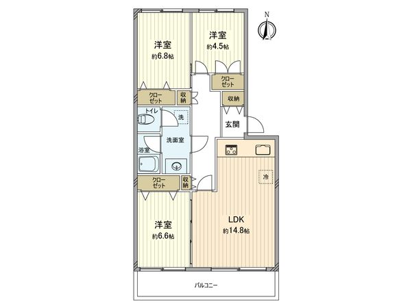 昭島つつじが丘ハイツ北 22号棟 間取図(平面図)