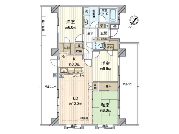 レクセルプラッツァ福生 壱番館 間取図(平面図)