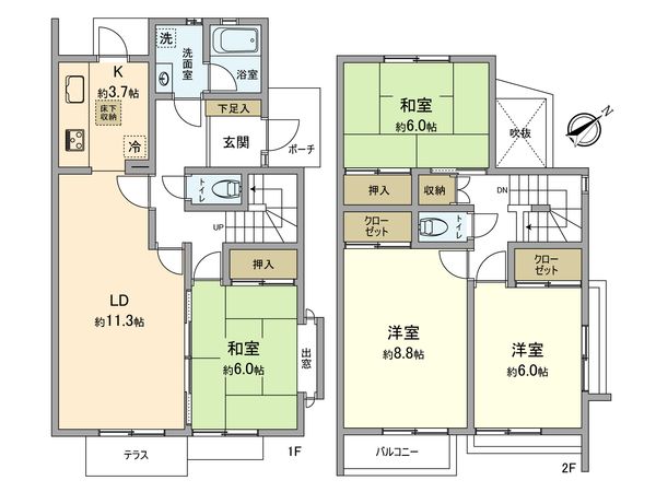 グリーンタウン昭島 31号棟 間取図(平面図) グリーンタウン昭島 31号棟 間取図(平面図)