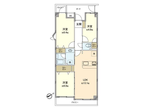東建ニューハイツ拝島 間取図(平面図)