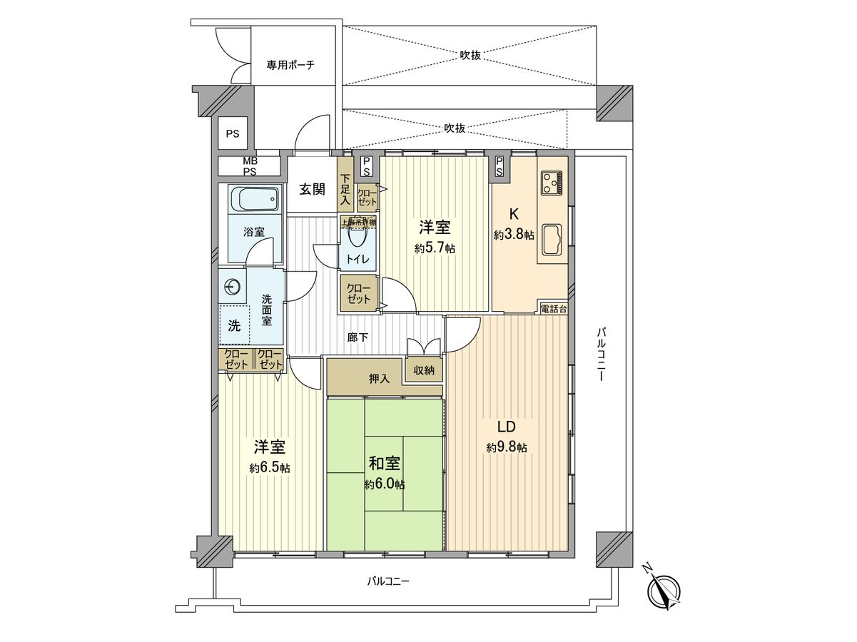 ライオンズマンション多摩川河辺第2 間取図(平面図) 間取図(平面図)