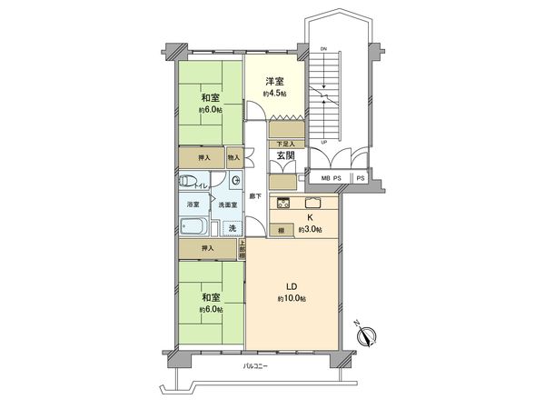 昭島つつじが丘ハイツ北 22号棟 間取図(平面図)