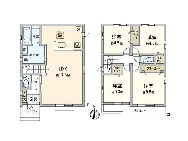 西東京市芝久保町4丁目 新築戸建 D号棟 間取図(平面図) 西東京市芝久保町4丁目 新築戸建 D号棟 間取図(平面図)